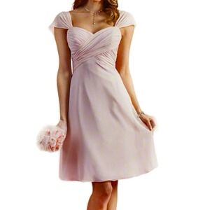 ALFRED ANGELO Signature Bridesmaid Dress sz 12 Pink Ruched Chiffon A-line NWT
